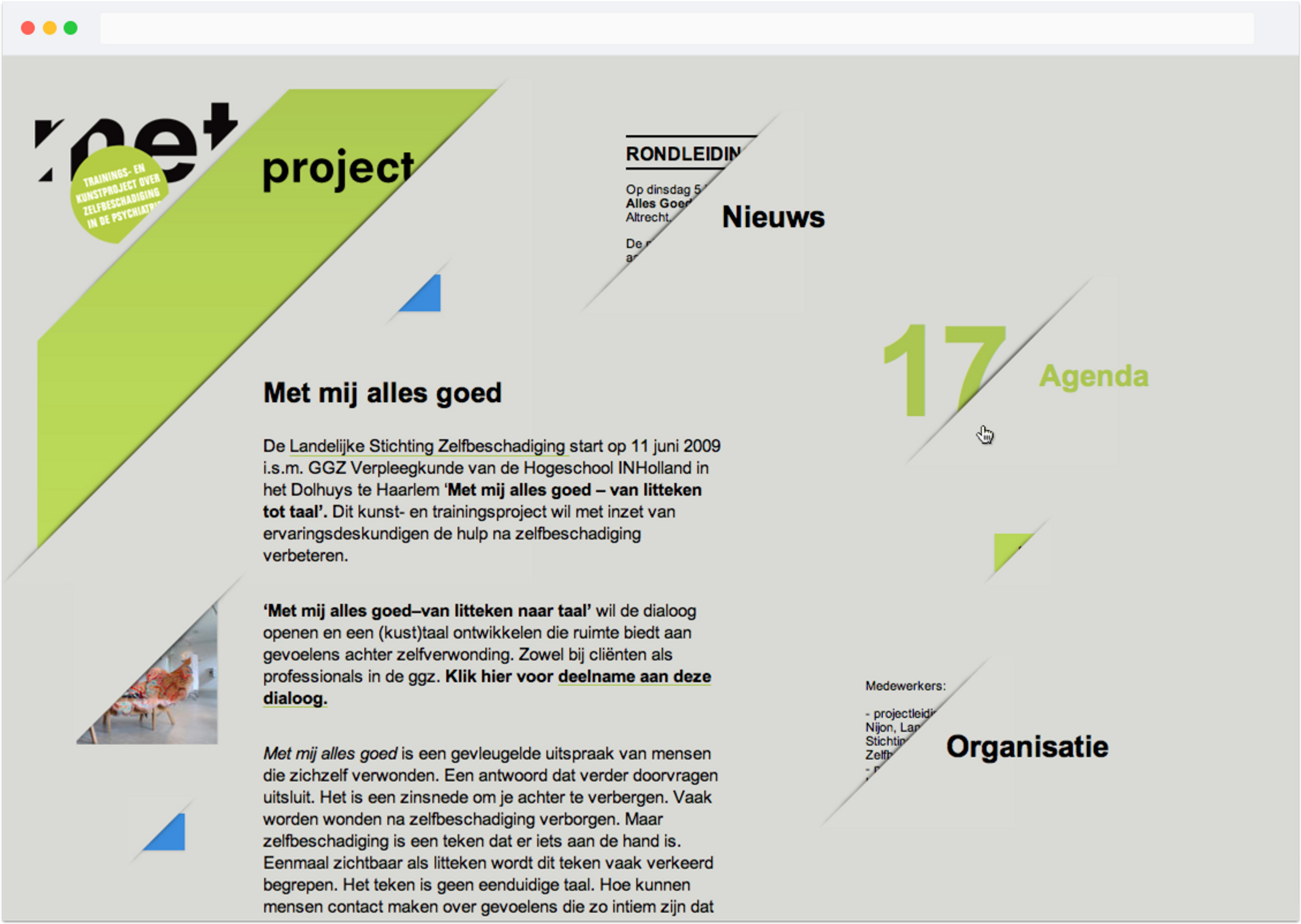 Design and development for “Met mij alles goed” website in collaboration with René Put.